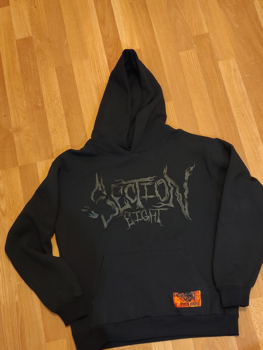 Section 8 "Fck" 2020 Black Graphic Streetwear Pullover Hoodie Men's Size L Mint